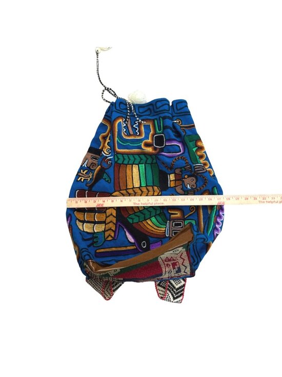 Women\'s Travel Backpack Blue Hand Woven Peruvian Rucksack Embroidered Boho main image 5